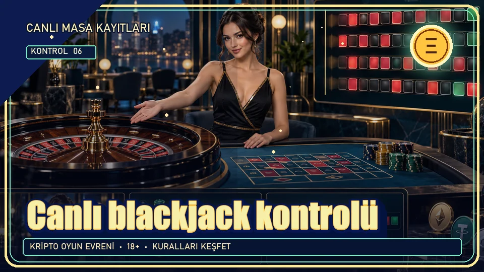 Canlı blackjack için kripto temalı kontrol görseli