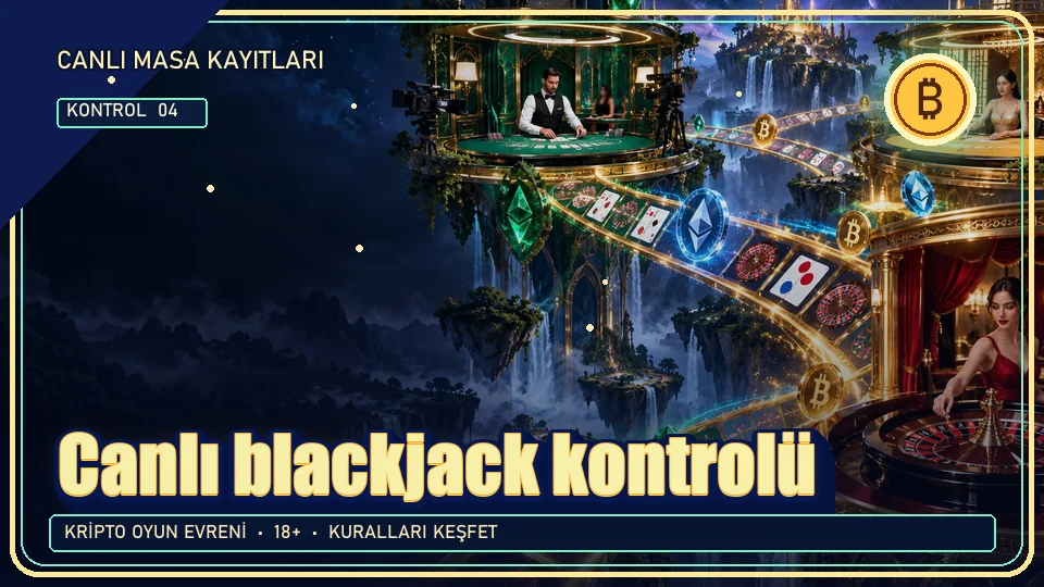 Canlı blackjack için kripto temalı kontrol görseli