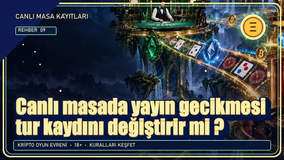 Canlı masada yayın gecikmesi tur kaydını değiştirir mi? için kripto temalı oyun kapağı
